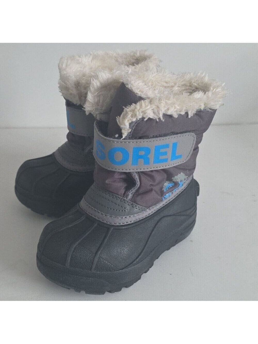 SOREL | Commander Snow Boots Gray Blue Boys Sz 8 - Picture 2 of 5